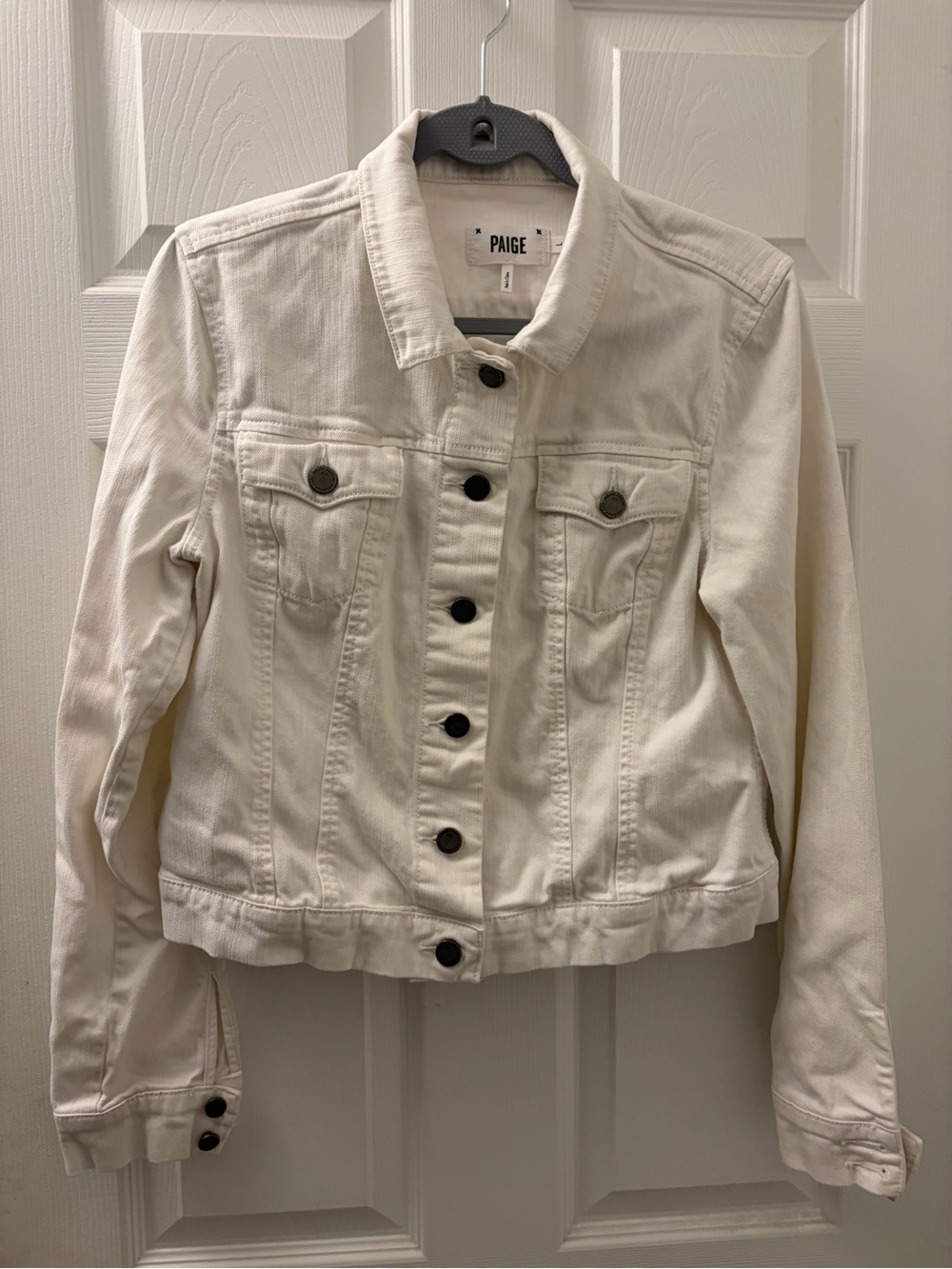 PAIGE Off-White Denim Jacket with Metal Buttons